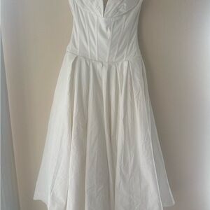 House of CB Lady White Strapless Midi Dress